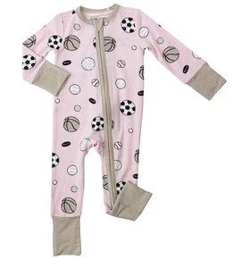 NUEVO CON ETIQUETAS ANGEL DEAR Bambú DEPORTIVO Bolas Rosa 2 Vías Cremallera Mameluco 6-12 Meses - Imagen 1 de 4