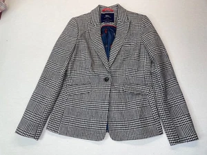 Boden Blazer British Tweed Wolle Gr. 10R blau weiß Hahnentritt mit roten Details - Bild 1 von 19