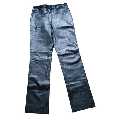 Pantalones bebe 4 Vintage Años 90 Y2K Cuero Negro Tiro Bajo Acampanado Festival Grunge Gótico Foto 1 de 4