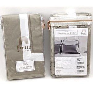 Frette At Home Arno King Pillow Shams (2) Stone/White 37 Inch by 21 Inch - Picture 1 of 12
