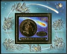 Guinea 1986 Comet Halley Space Gold Foil Gold Michel Blocks 220 A Perf, Indented