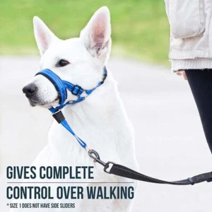 Pet Dog Puppy Muzzle Head Mouth/Nose Stop Pulling Strap Training Lead Leash AU - Picture 1 of 21