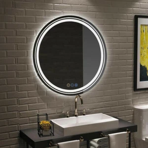 Illuminated LED Bathroom Mirror Modern Frameless 3Color Dimmable Entryway Mirror - Picture 1 of 10