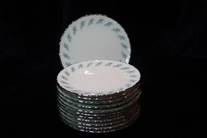 Lenox Rosedale 12 Bread & Butter Plates Dainty Blue Roses on Swirl Border 6 1/4" - Picture 1 of 5