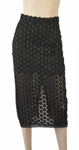 ALEXIS sz XS High Waist Embroidered Black Tulle Midi Skirt - Picture 1 of 3