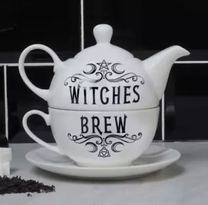 Teapot Set, Witches Brew Hex, Cup for One, Gothic, Pagan, Tea, Alchemy England - Picture 1 of 3