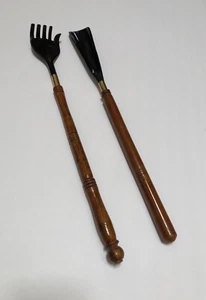 Long Back Scratcher and Shoe Horn 16 Inches Hand Carved Wood - Picture 1 of 9