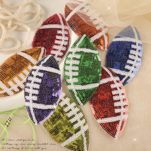 Sparkling Sequin Rugby Football Embroidered Iron On Patch DIY Applique Badge - Bild 1 von 13