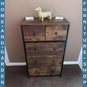 Industrial Chest of Drawers Vintage Sideboard Storage Metal Leg Rustic Furniture - Picture 1 of 12