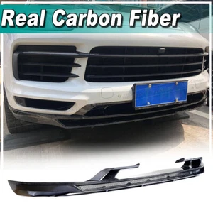 Fit For Porsche Cayenne 2018-19 REAL Carbon Fiber Front Bumper Lip Chin Spoiler - Bild 1 von 11