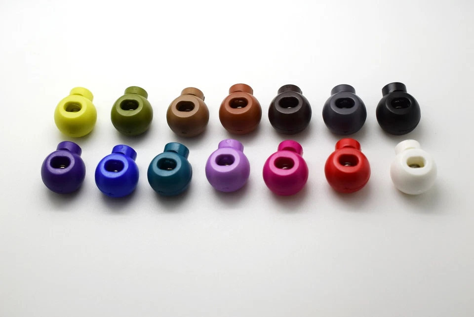 B408 - 2pcs SINGLE HOLE ITALIAN CORD STOPPER TOGGLE END STOP LACES METAL SPRING - Image 1 of 1