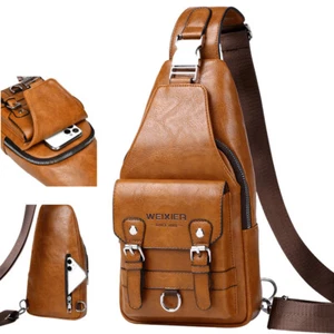 Herren Sling Rucksack PU Leder Brusttasche Schultertasche Umhängetasche Reise Neu - Bild 1 von 19