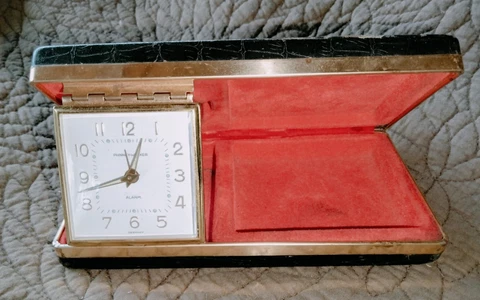 VTG Phinney Walker Folding Travel Alarm Clock Leather Case Mens Cuff Link Case Cover