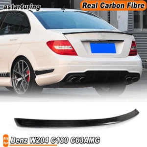 For Mercedes Benz W204 C180 C63 08-13 REAL Carbon Rear Trunk Spoiler Wing Lip - Picture 1 of 12