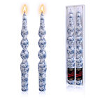 10" Blue & White Printed Taper Candles set of 2 Unscented Spiral Dinner Candle B