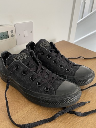 Scarpe da ginnastica casual nere CONVERSE ALL STAR basse con lacci piatti taglia 3UK