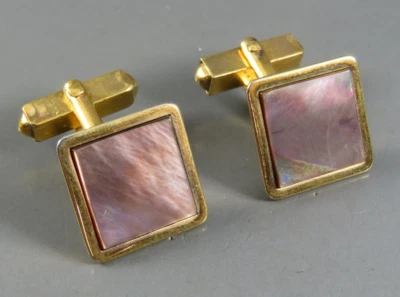 Gemelos de colección SWANK 1/40 10K RGP placa de oro laminado concha de abulón Foto 1 de 4