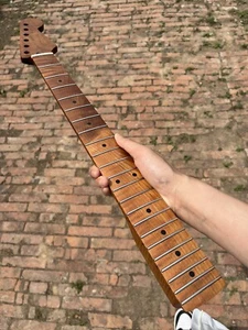 Traste redondo de acero inoxidable 22 trastes hágalo usted mismo arce tostado mástil de guitarra eléctrica mate - Imagen 1 de 7