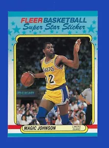 1988-89 Fleer Super Star Aufkleber MAGIC JOHNSON #6 HOF Los Angeles Lakers **LESEN* - Bild 1 von 3