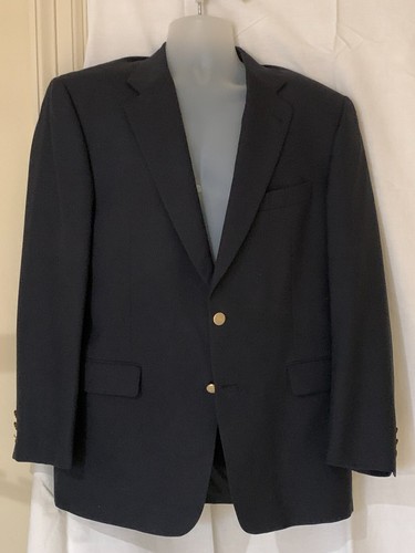 Cappotto sportivo blu Burberry Kensington da uomo 100% lana bottone oro taglia 42R