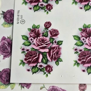 Vintage Aufkleber Transfers Wasserrutschen Keramik Basteln FLORAL Lot #104 - Bild 1 von 8