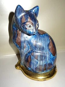 Messing Katze Figur Skulptur aus Indien "Moradabad" H:22cm 2190g - Bild 1 von 6