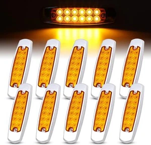 10x 12 LED Side Marker Lights Fish Shape Trailer Truck Boat Amber Light Sealed - Picture 1 of 16