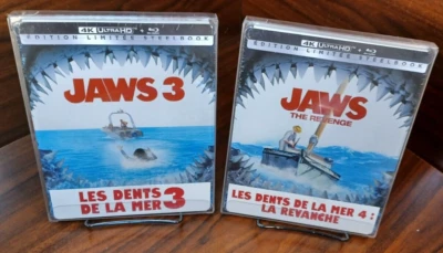Jaws 3 + Jaws 4 4K UHD Steelbooks - EU IMPORT -NEW-Free Box Shipping w/Tracking! Foto 1 de 4