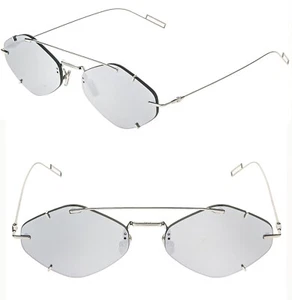 CHRISTIAN DIOR INCLUSION Silver Mirrored Geometric Fashion Sunglasses Unisex - Picture 1 of 11