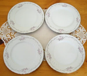 Vintage Gold Standard Fine China 7 1/2" Teller rosa Rosenknospen Japan ~ 4er Set ~ - Bild 1 von 12