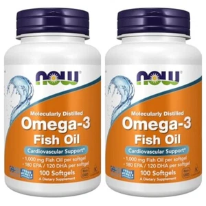 2X Now Foods Omega - 3 Fish Oil 1000 mg 100 Softgels | Long Expiry | Free Ship - Picture 1 of 6