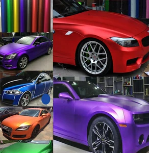 Flexible Metallic Satin Matte Chrome Vinyl Sticker Whole Car Wrap Graphics Decal - Picture 1 of 40