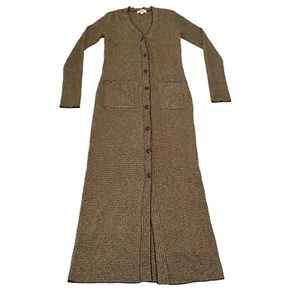 L'AGENCE Galena Cardigan Lungo Marrone Cioccolato e Cammello Donna Small S - Foto 1 di 10
