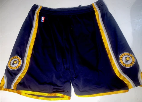 Adidas Indiana Pacers Uniform Basketball Shorts Blue/Gold Clima Cool Size 4XL+2” Cover