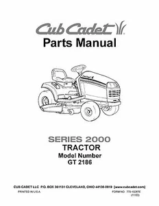 Cub Cadet Parts Manual Model No. GT 2186 - Bild 1 von 1