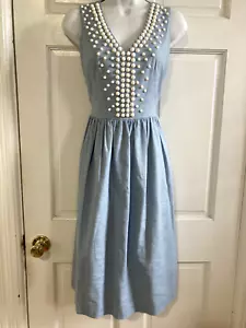 Boden Solid Blue Beaded Sleeveless Dress Size 4L - Picture 1 of 8