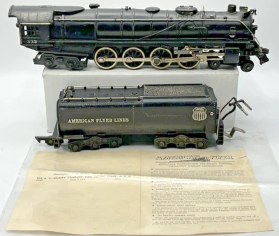 Gilbert American Flyer S Gauge 332 (DC) Locomotive and Tender From 1948/49 Only - Image 1 of 4