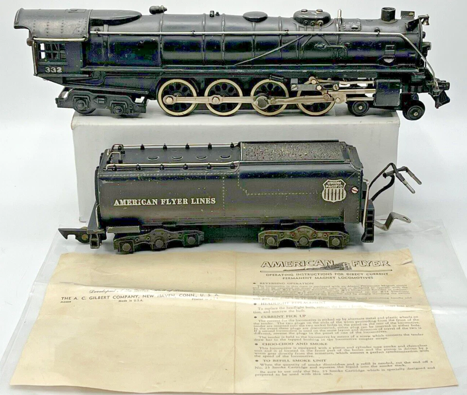 Gilbert American Flyer S Gauge 332 (DC) Locomotive and Tender From 1948/49 Only - Image 1 of 4