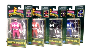 Mighty Morphin Power Rangers Retro Morphin Set Red Black Blue Pink Flip Heads - Picture 1 of 10