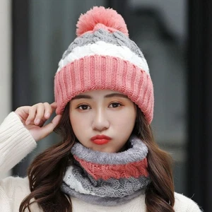 Soft Woolen Hat Elastic Knitted Scarf Versatile Scarf and Hat Set  School - Picture 1 of 18