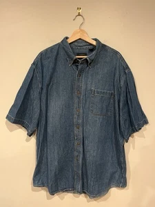 Covington Men’s Short Sleeve Button Down Blue Denim Shirt 2XL XXL - Picture 1 of 3
