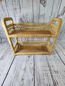 De Colección Boho Natural Mimbre Ratán Estante De Pie o Colgante 17x15x6.5" Cottagecore - Imagen 1 de 11