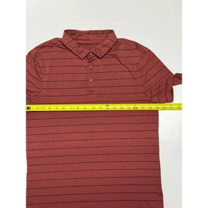 Lululemon Mens Small Polo Shirt Striped Red Black Short Sleeve Golf Athletic - Picture 1 of 4
