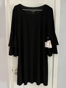 Laundry by Shelli Segal Shift Dress Medium Black Ruffle Bell Sleeve NWT $138 - Picture 1 of 13