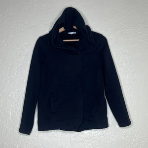 Giacca donna James Perse nera cotone con cerniera a costine e cappuccio pile zip media - Foto 1 di 9