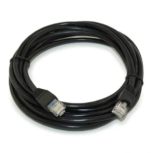 10 Fuß Cat5E Ethernet RJ45 Patchkabel Litze Hakenlos Booted SCHWARZ - Bild 1 von 2