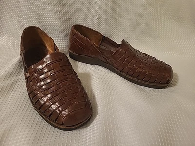 Sunsteps Sandals Mens Size 9 Huarache Brown Leather Hand Woven Fisherman Shoes - Image 1 of 4