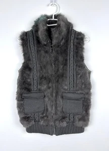 Rare Oakwood Rabbit fur women wool vest knit s. M - Picture 1 of 8