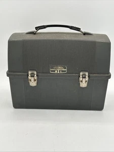 Vintage Dark Gray Plastic THERMOS Dome Top Work Lunch Box Pail W/ Thermos USA - Picture 1 of 9