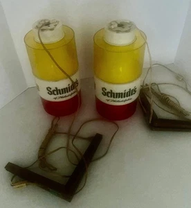 SET OF 2~~SCHMIDT'S OF PHILADELPHIA BEER LIGHTED SIGNS HANGING~ 1960's~ WORKS - Picture 1 of 8